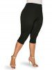 Plus Size High Rise Heart Print Bowknot Capri Leggings -  