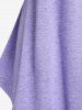 T-shirt Côtelé Epaule Dénudée Manches en Dentelle de Grande Taille - Violet clair 
