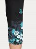 Plus Size Floral High Waisted Capri Leggings -  