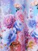 Robe D'été Grande Taille à Imprimé Rose Faces avec Gants - Bleu clair 