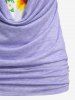 Plus Size Cowl Neck Sunflower Print Ruched Blouson Tank Top -  