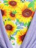 Plus Size Cowl Neck Sunflower Print Ruched Blouson Tank Top -  