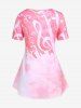 Plus Size Musical Note Printed Ombre Short Sleeves Tee -  