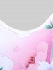 Plus Size Cottagecore Sakura Bloom Print Flowy Tank Top -  