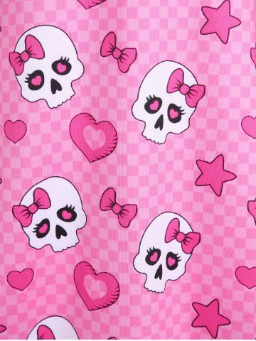 Plus Size Skulls Checkerboard Crisscross A Line Sleeveless Dress