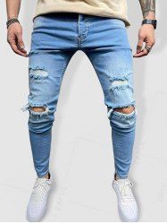 Destroyed Frayed Casual Jeans -  