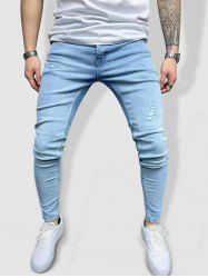 Light Wash Ripped Detail Jeans -  