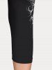 Mesh Panel Gothic Skulls Rose Graphic Tee and Leggings Plus Size Summer Outfit -  