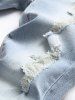 Distressed Frayed Zipper Fly Jeans -  