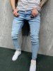 Light Wash Ripped Detail Jeans -  