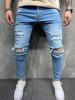 Jean Décontracté Déchiré Effrangé - Bleu clair 32