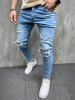 Jean Décontracté Déchiré Effrangé - Bleu clair 32