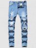 Destroyed Frayed Casual Jeans -  