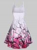 Ombre Branch Print Lace Up Cami Dress -  