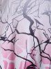 Ombre Branch Print Lace Up Cami Dress -  