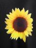 Plus Size Sunflower Print Crisscross A Line Sleeveless Dress -  