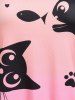 T-shirt Ombré Motif de Dessin Animé de Grande Taille à Manches Courtes - Rose clair 