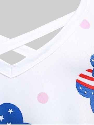 Plus Size Crisscross American Flag Patriotic A Line Sleeveless Dress