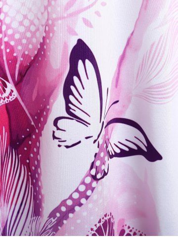 Plus Size Crisscross Butterfly Print Sundress