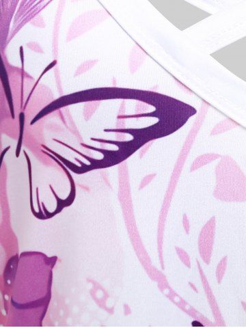 Plus Size Crisscross Butterfly Print Sundress