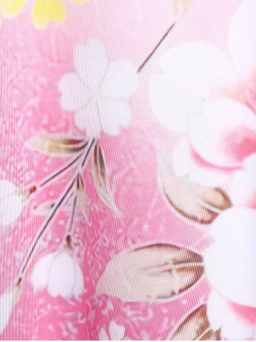 Plus Size Peach Blossom Print Ombre Color Tee