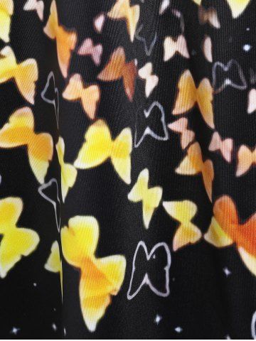 Plus Size Sunflower Butterfly Print Lace Panel Tank Top