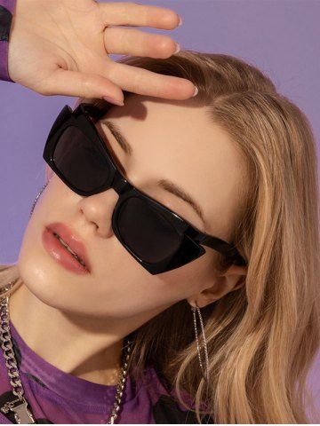 Simple Style Notch Design Sunglasses - BLACK
