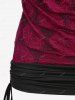 Plus Size Cowl Neck Cinched Rose Lace Tank Top -  