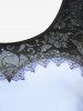 Plus Size 3D Heart Lace Print Lace Panel Tank Top -  