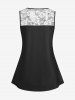 Plus Size 3D Heart Lace Print Lace Panel Tank Top -  