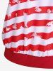 Plus Size Patriotic American Flag Print Crisscross High Waist Tankini Swimsuit -  