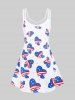 Plus Size Crisscross American Flag Patriotic A Line Sleeveless Dress -  