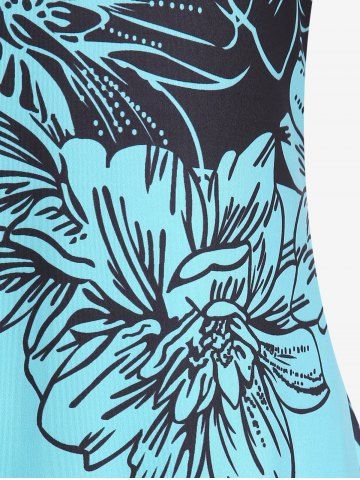 Plus Size Colorblock Floral Print Tee