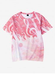 T-shirt Ombré à Imprimé Note de Musique pour Enfants - Rose clair 160