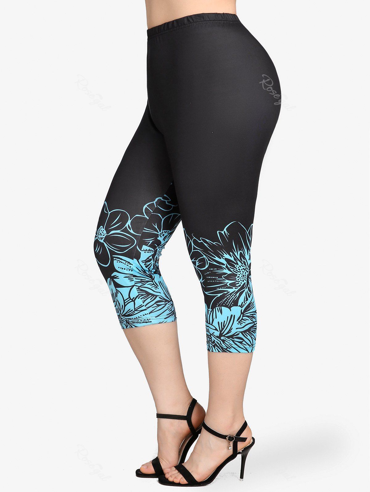 Plus Size High Waist Floral Print 