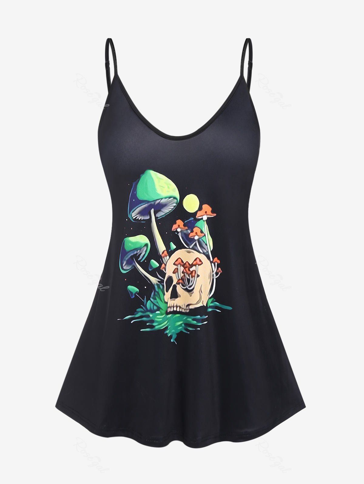 Outfit Plus Size Skull Mushroom Pattern Tank Top  