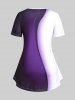 T-shirt à Imprimé Cœur Floral Bloc de Couleur Grande Taille - Concorde 3X | US 22-24