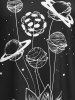 Plus Size Planet Print Lace Panel Colorblock Tank Top -  