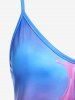 Plus Size Rainbow Color Rose Print Tank Top -  
