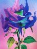 Plus Size Rainbow Color Rose Print Tank Top -  