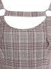 Cut Out Lace Up Pleated A Line Midi Plaid Vintage Dress -  