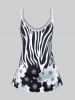 Plus Size Zebra Floral Print Tank Top -  