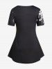 Plus Size Floral Two Tone Short Sleeves Tee -  