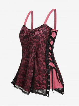 Plus Size Skull Lace Overlay Gothic Tank Top