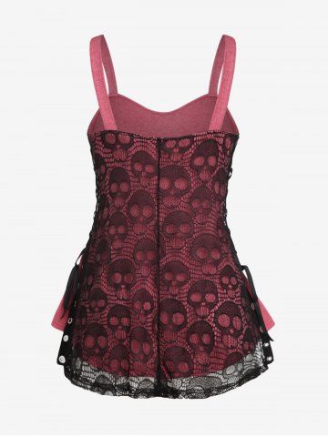 Plus Size Skull Lace Overlay Gothic Tank Top