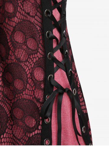 Plus Size Skull Lace Overlay Gothic Tank Top