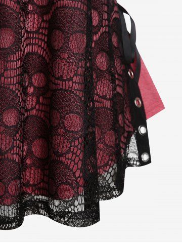 Plus Size Skull Lace Overlay Gothic Tank Top