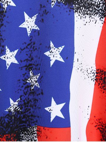 Plus Size Crisscross Patriotic American Flag Print Dress