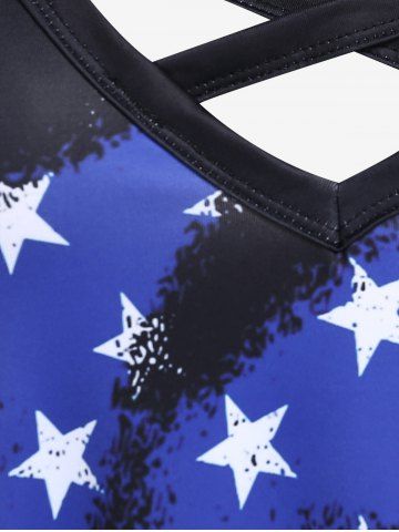 Plus Size Crisscross Patriotic American Flag Print Dress