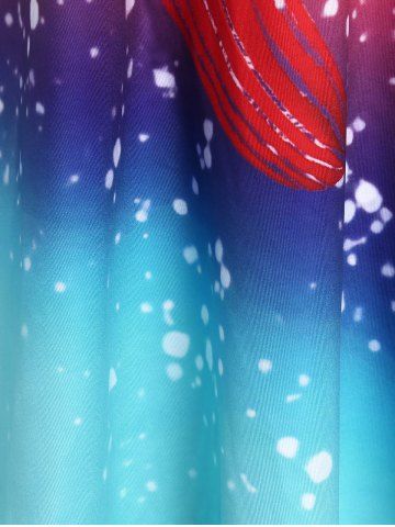 Plus Size Ombre Color Feather Print Crisscross Sundress